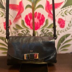 Authentic CHLOE Leather Black Pebbled Leather mini crossbody